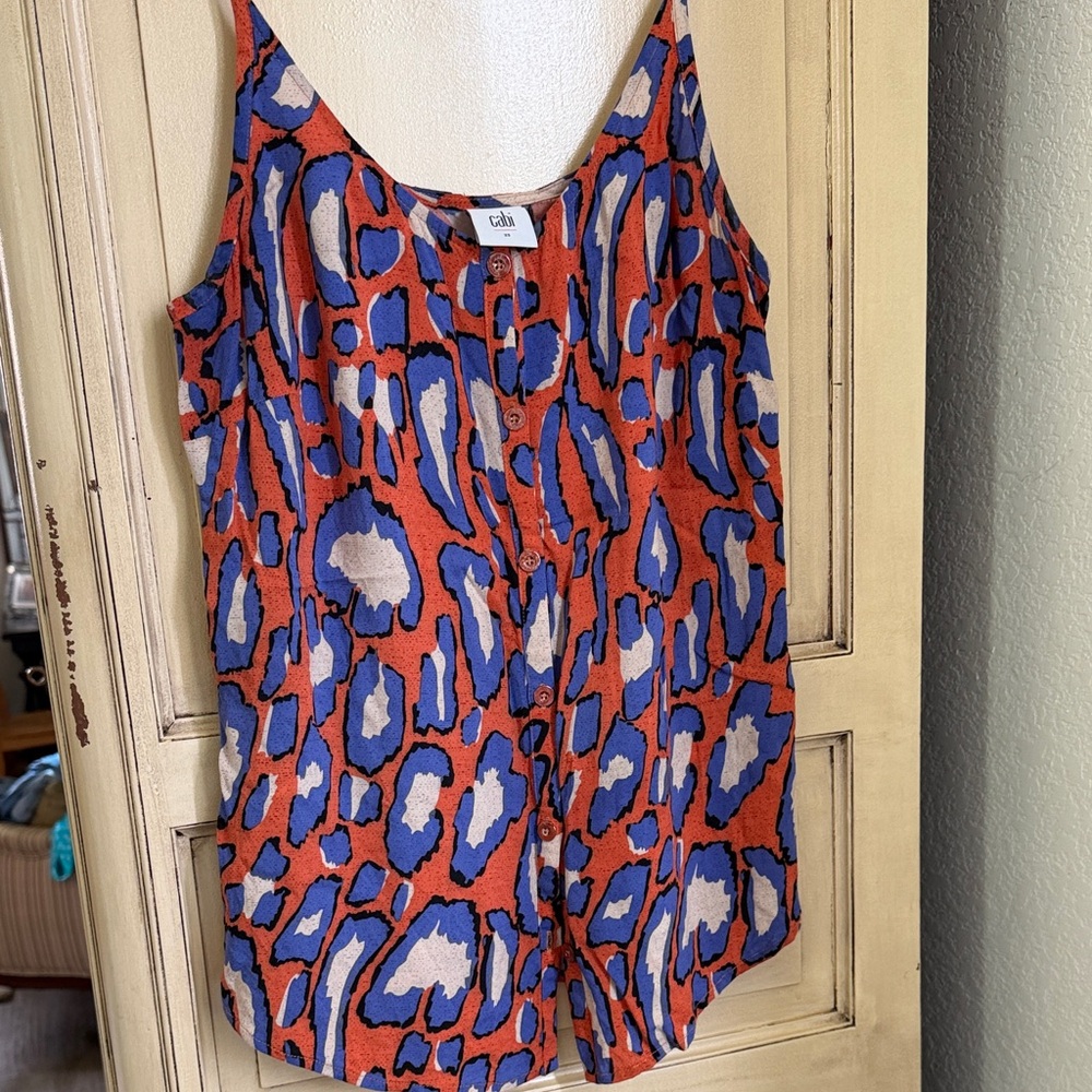 CAbi Orange and Blue Patterned Camisole